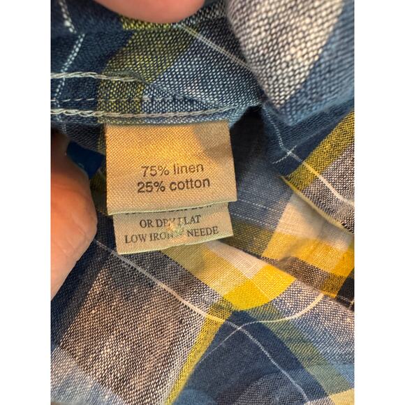 Authentic True Grit California Plaid Linen Shirt Size M - Picture 6 of 12